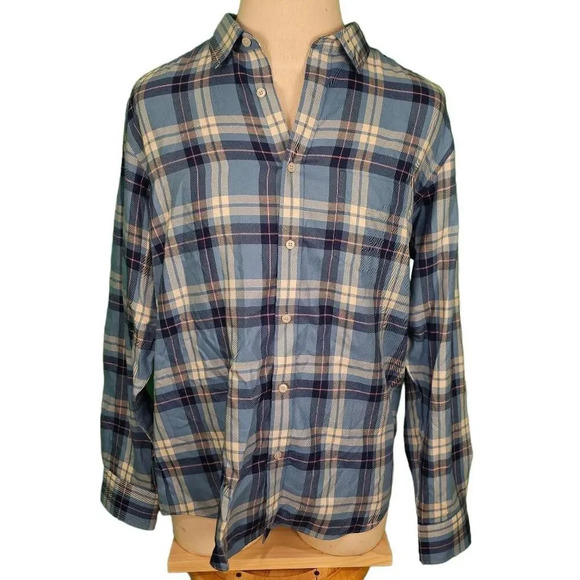 Untuckit Mens Arrowood WF Blue Long Sleeve Flannel Button Down Shirt XXL 2XL - Picture 1 of 4